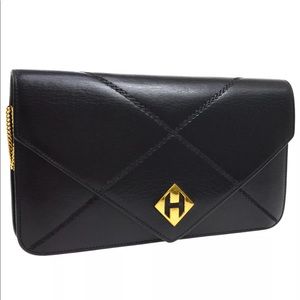 HERMES Vintage Clutch Hand Bag Chain Purse